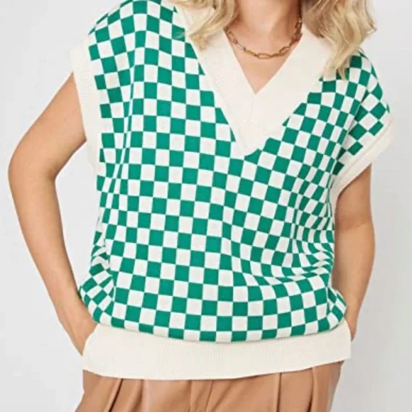 Sweaters Green Checkered Sweater Vest Poshmark
